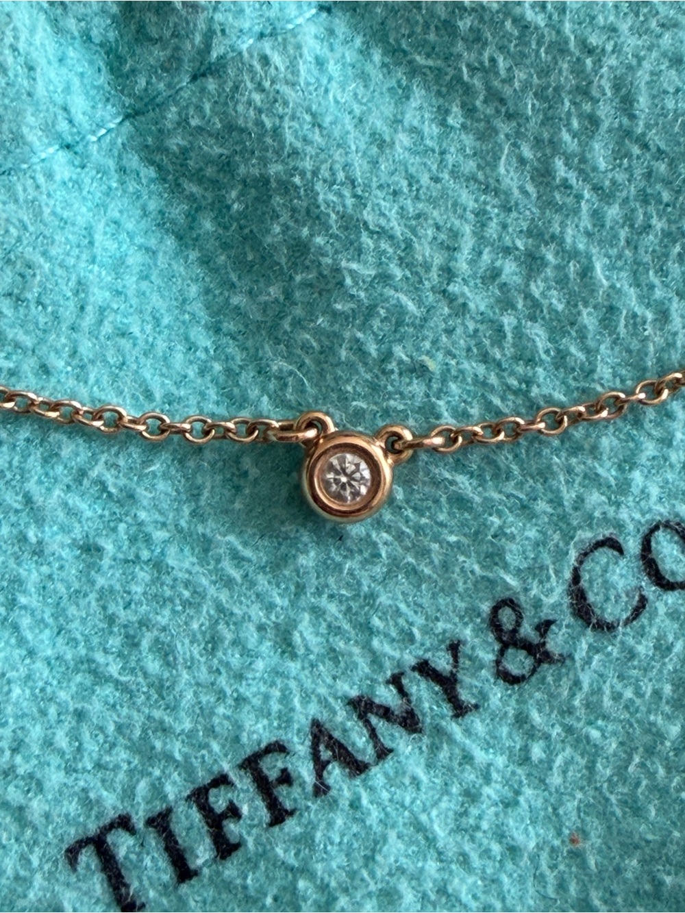 Tiffany & Co. 18k Rose Gold Diamonds by the Yard Necklace 16” - Picture 4 of 7